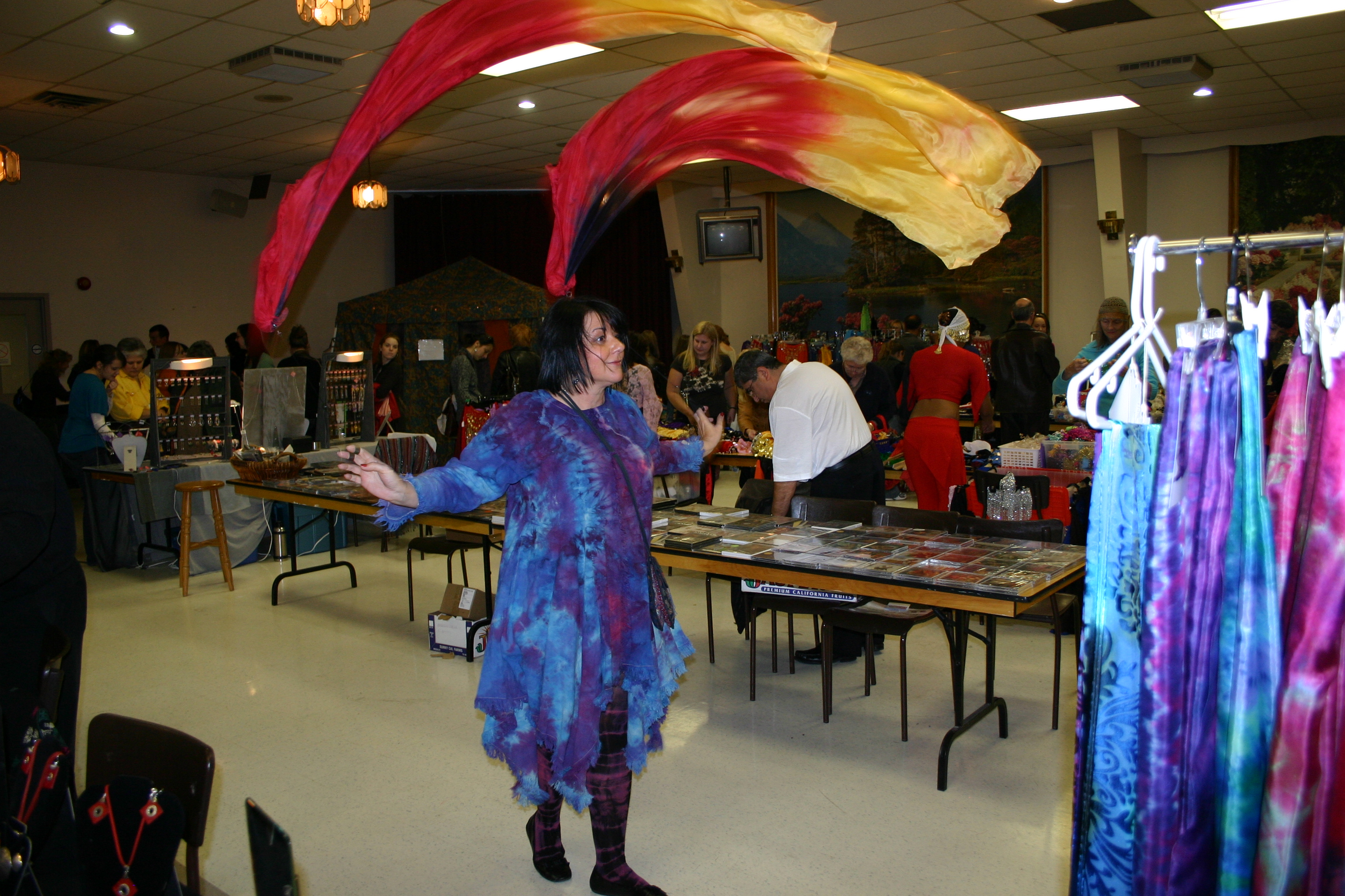 Shibori Borealis Veil poi in action